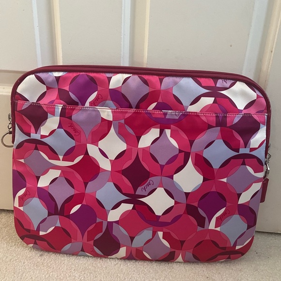 COACH Pink/Purple Geometric Padded Laptop Sleeve - Picture 3 of 6
